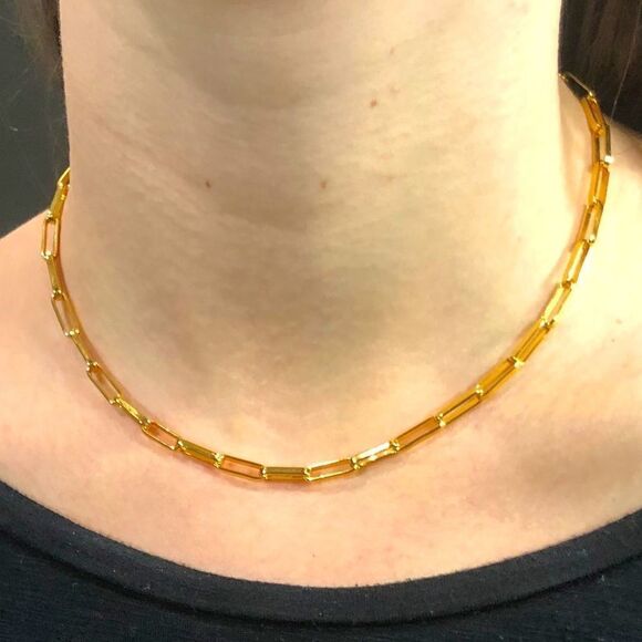New 18k gold paperclip chain choker - Picture 5 of 6